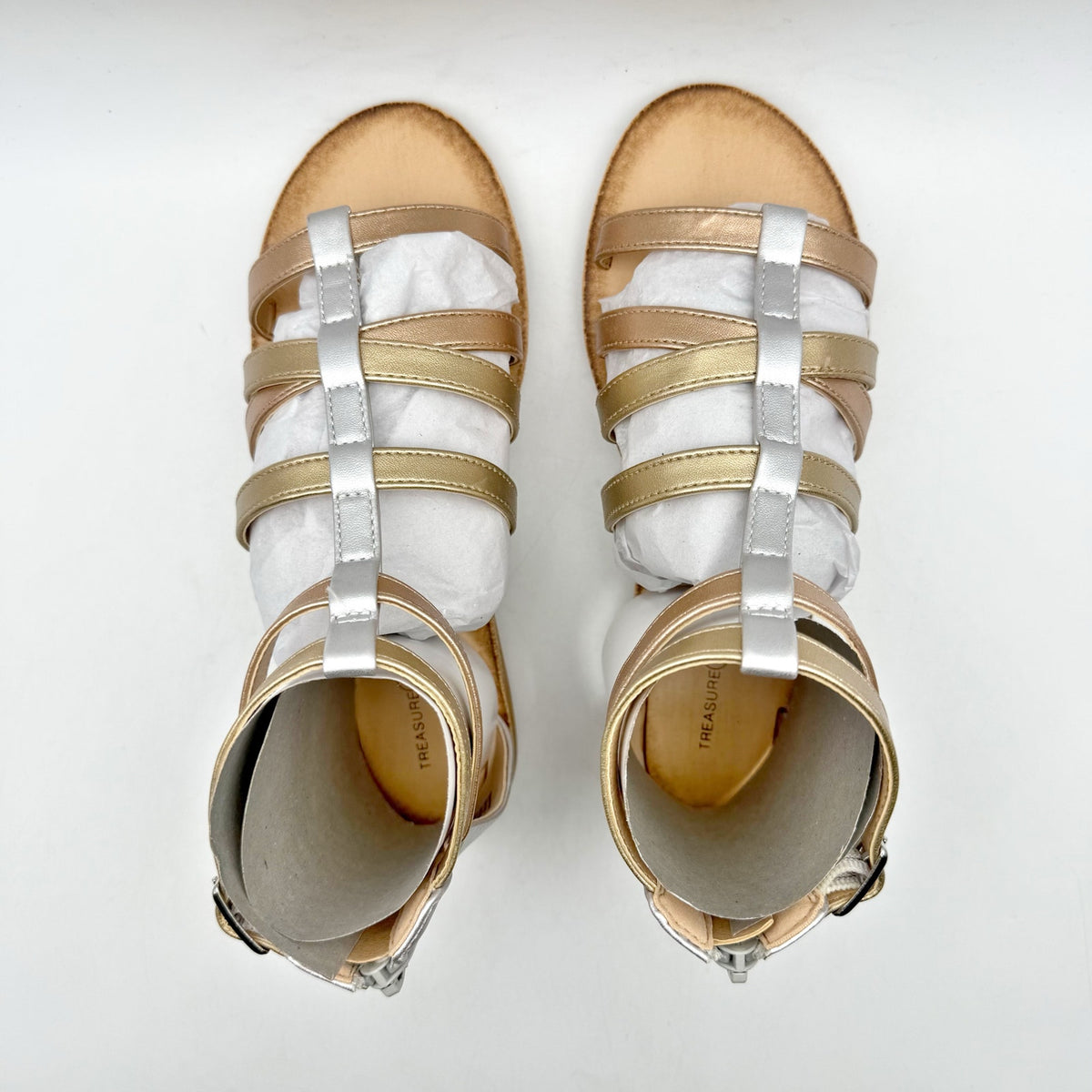 Treasure & Bond Kids Alana Gladiator Sandals Size 2 M EU 33 Gold Silver NIB