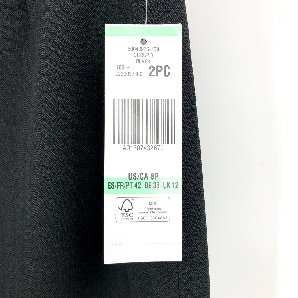 LE SUIT Women's Kate Straight Suit Pants Size 8 Petite Black Flat Front NWT