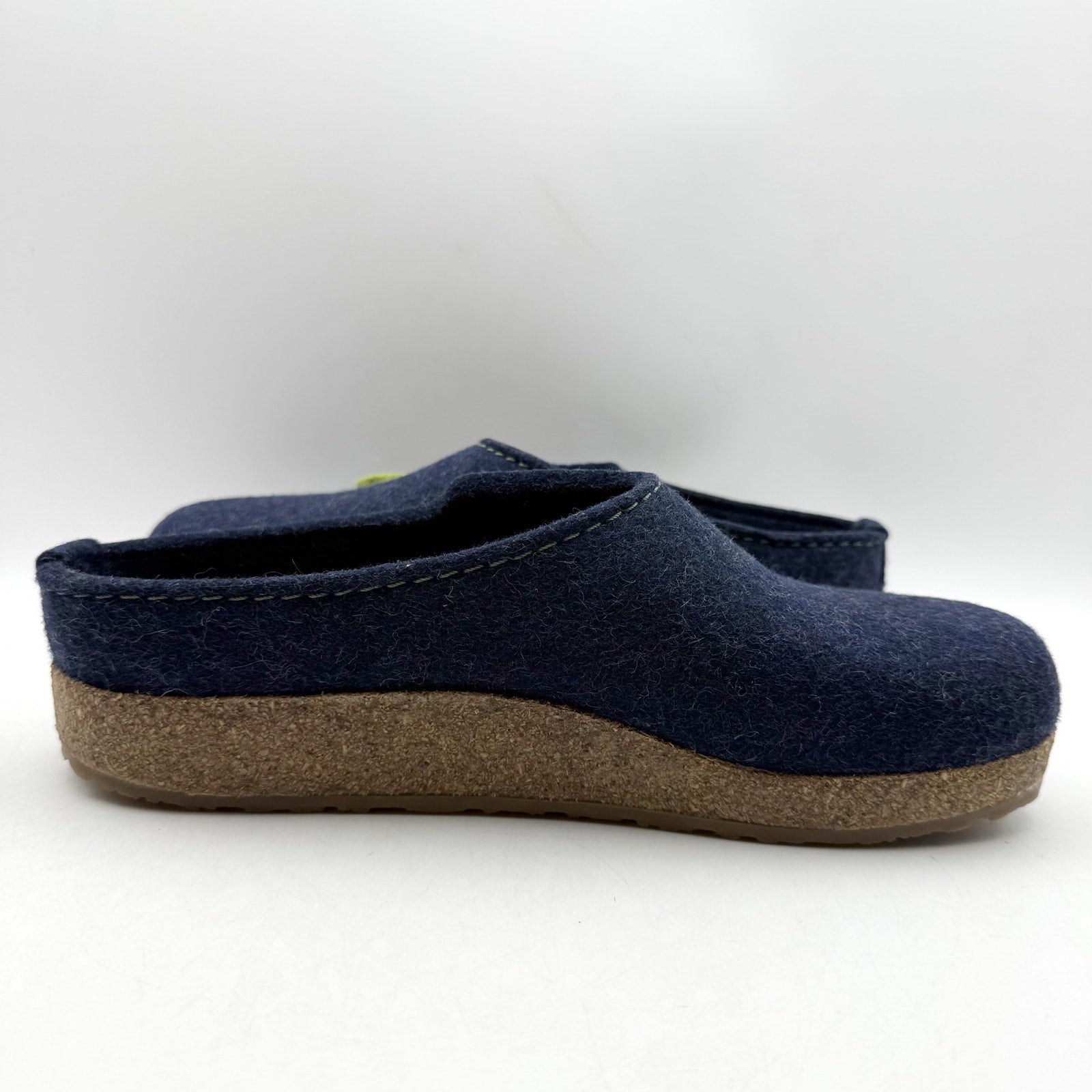 Haflinger Womens Chloe Slippers EU 39 US 8 Blue Wool Felt Appliqués NWOB