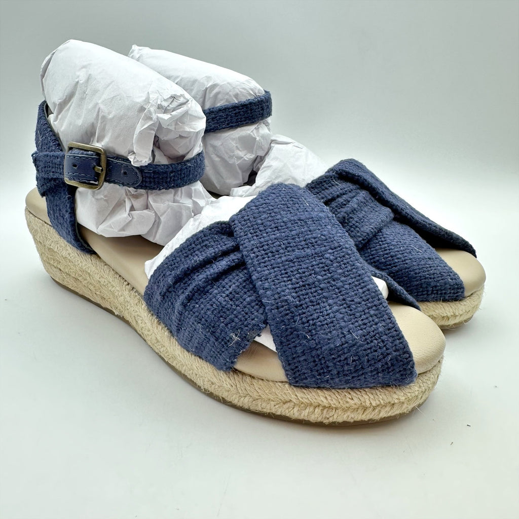 Coldwater Creek Callie Espadrille Sandals Size 6.5 Navy Blue Walk With Me NWOB