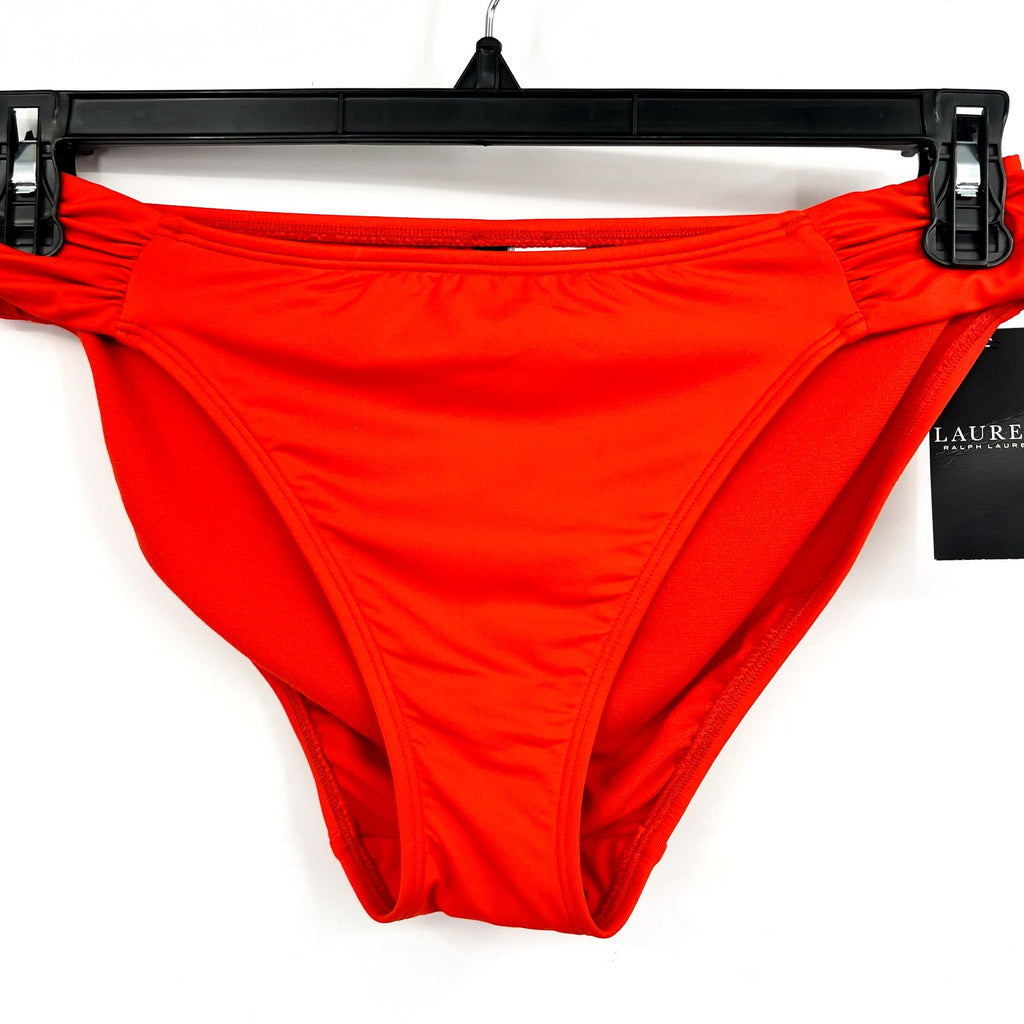 LAUREN RALPH LAUREN Beach Club Hipster Bikini Bottom Size 6 Orange Shirred NWT