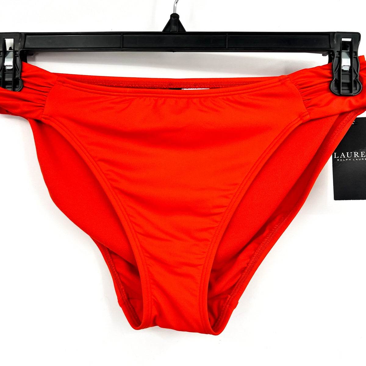 LAUREN RALPH LAUREN Beach Club Hipster Bikini Bottom Size 6 Orange Shirred NWT