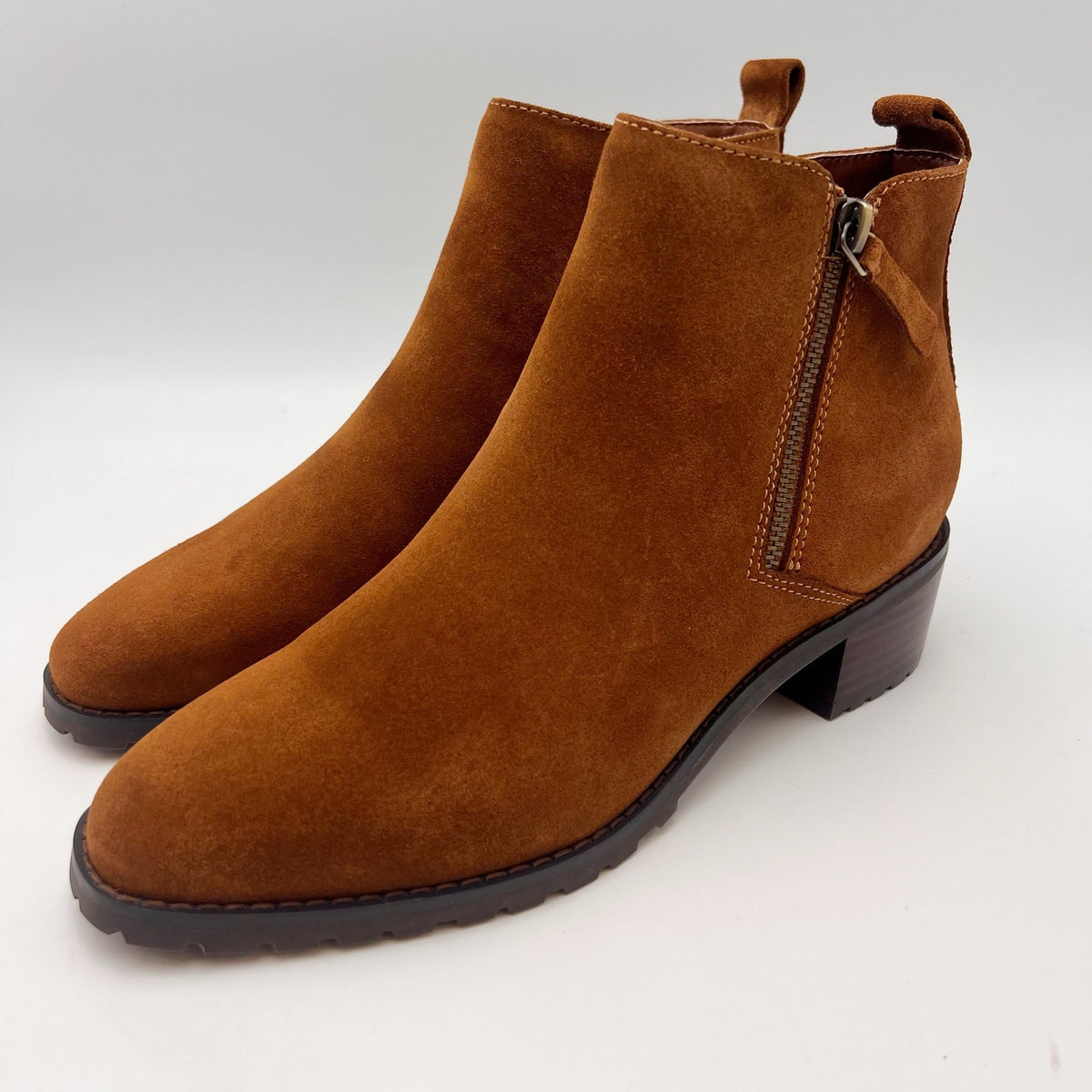 Blondo Womens Samara Ankle Booties Size 8 M Cognac Brown Suede Waterproof NIB