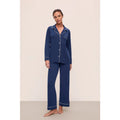 EBERJEY Women's Gisele Long PJ Set Small Navy Blue Ivory TENCEL Modal NWOT