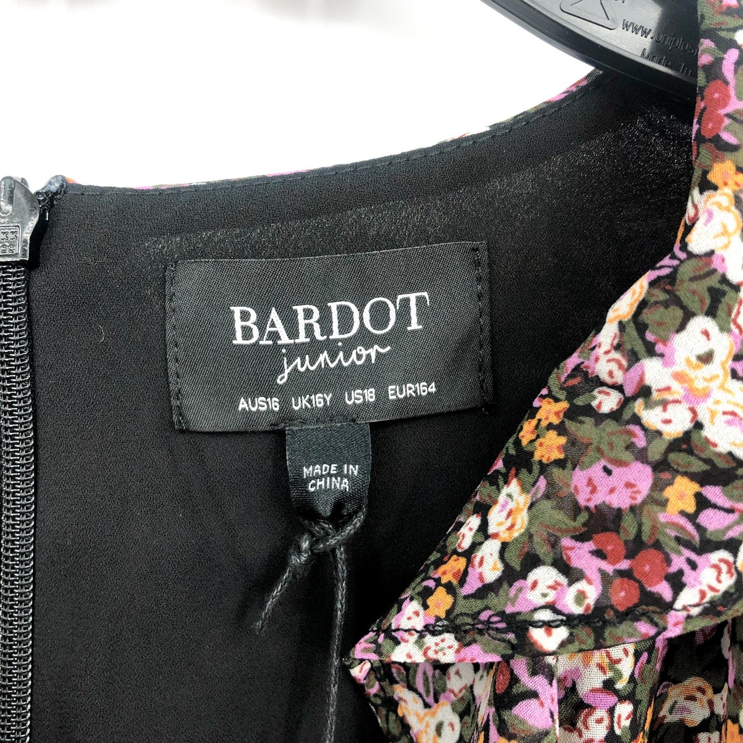 BARDOT JUNIOR Girls Cassidy Wrap Dress Size 18 Black Pink Floral Long Sleeve NWT