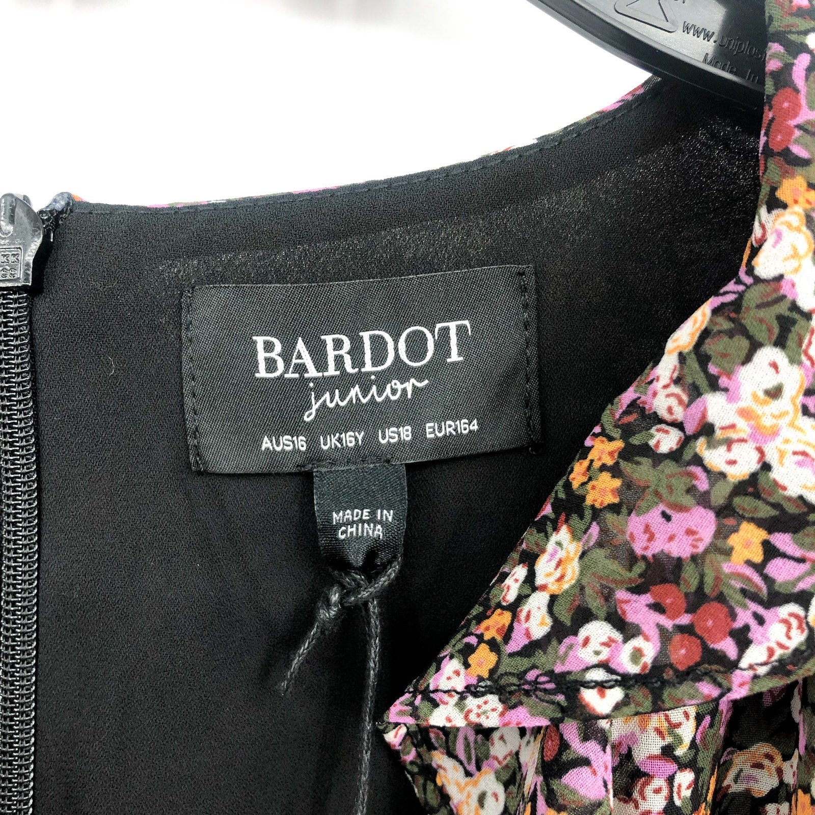BARDOT JUNIOR Girls Cassidy Wrap Dress Size 18 Black Pink Floral Long Sleeve NWT