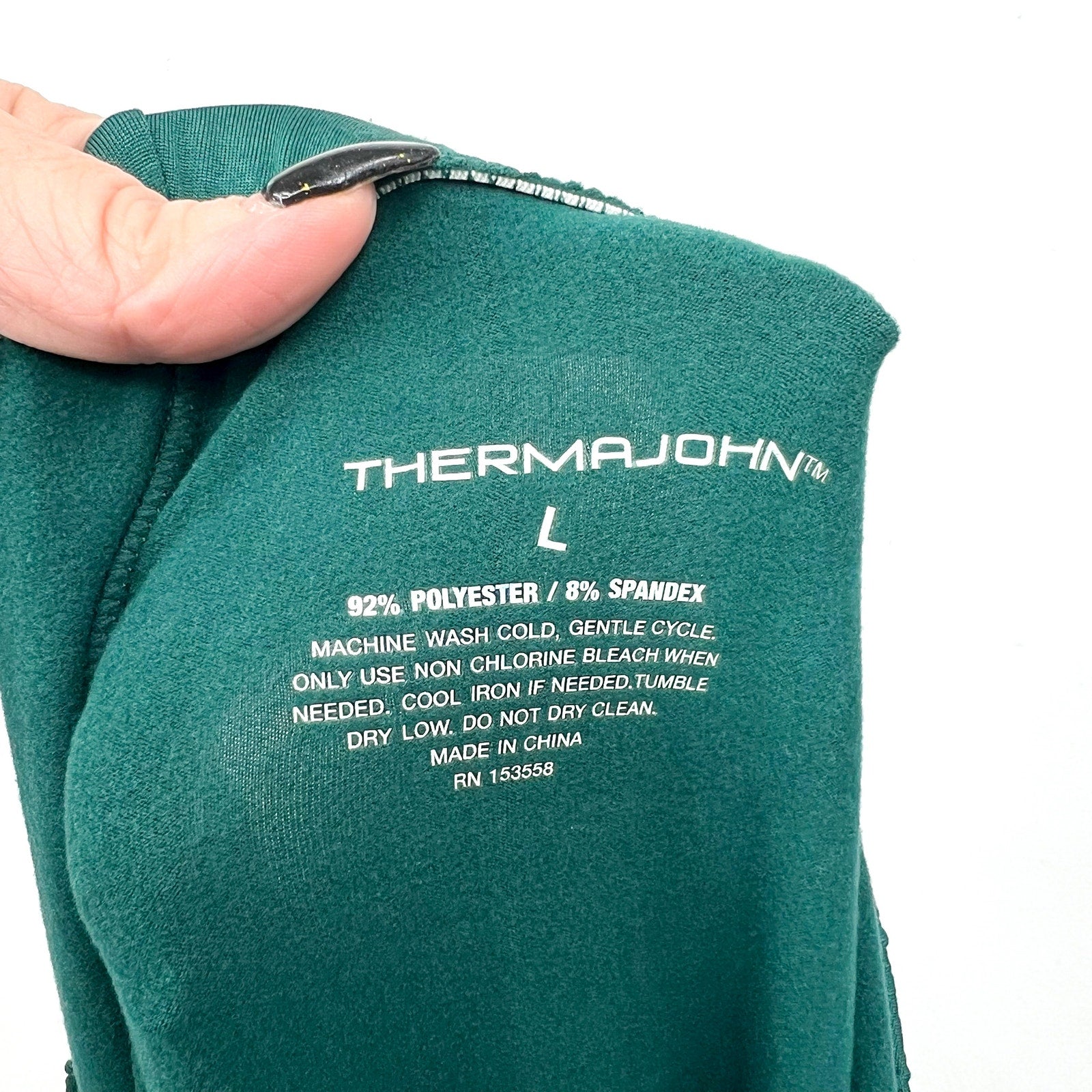 THERMAJOHN Mens Thermal Underwear Long Johns Set Large Hunter Green V-Neck NWOT