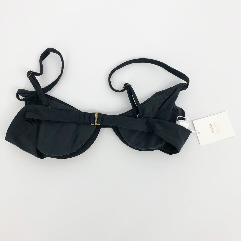 ANDIE SWIM Women's The Sicily Bikini Top Small Black Underwired Stretch Swim NWT