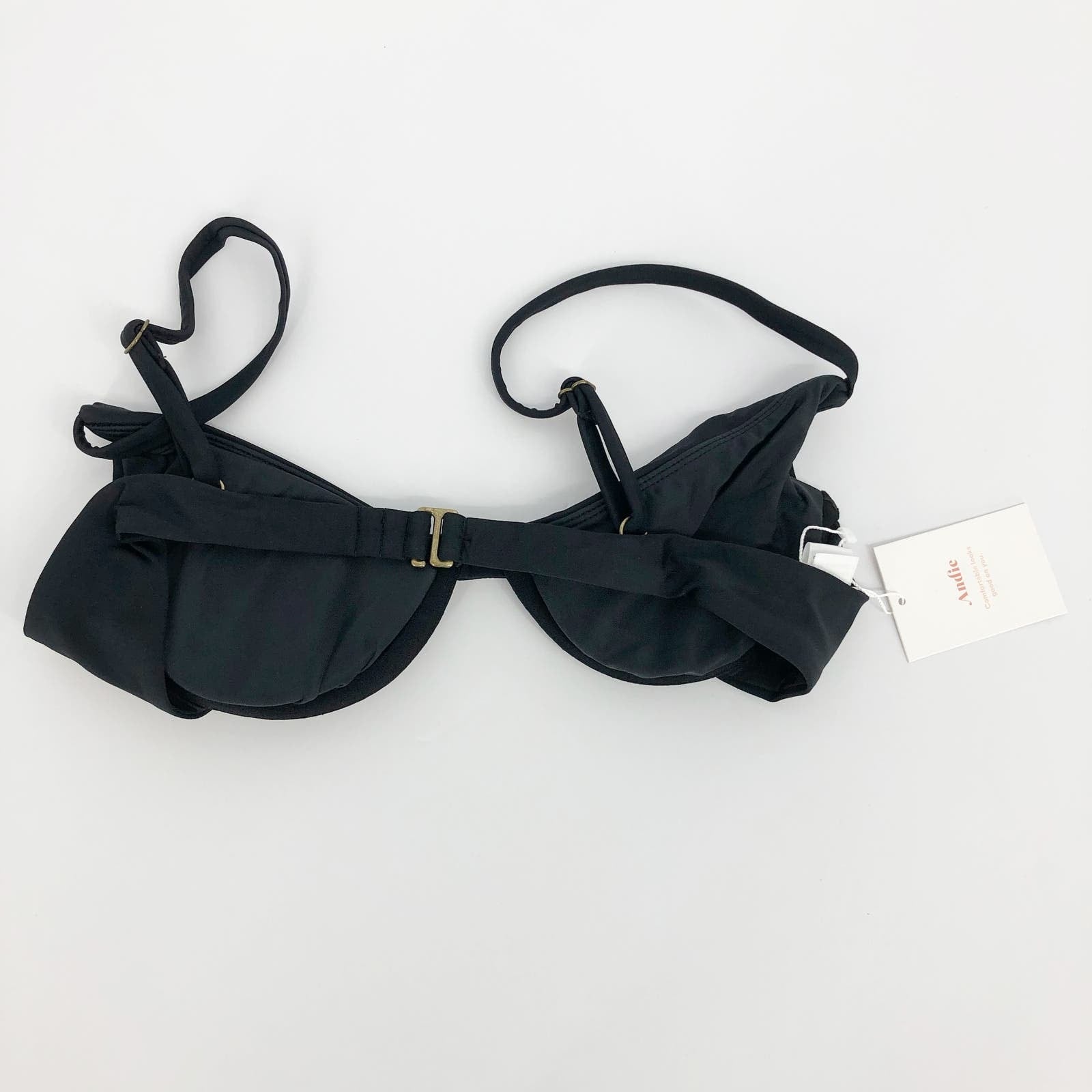 ANDIE SWIM Women's The Sicily Bikini Top Small Black Underwired Stretch Swim NWT