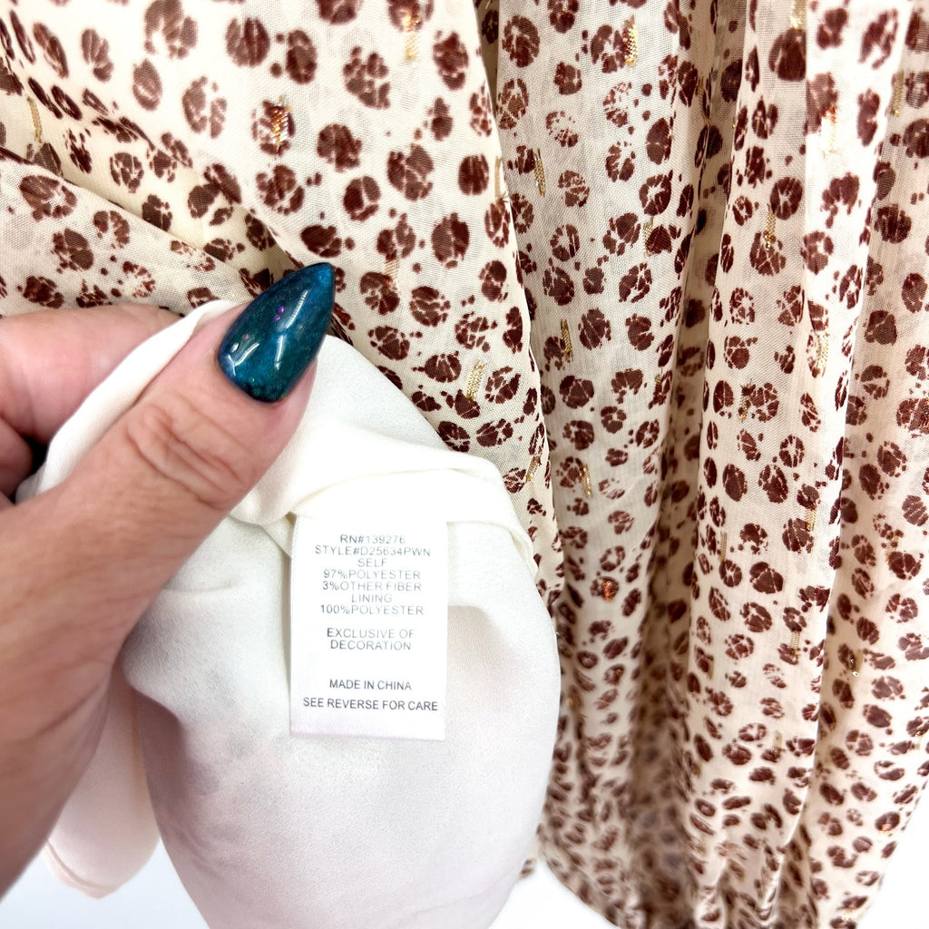 DANIEL RAINN Womens Ikat Blouse Medium Cream Red Print Long Sleeve NWT
