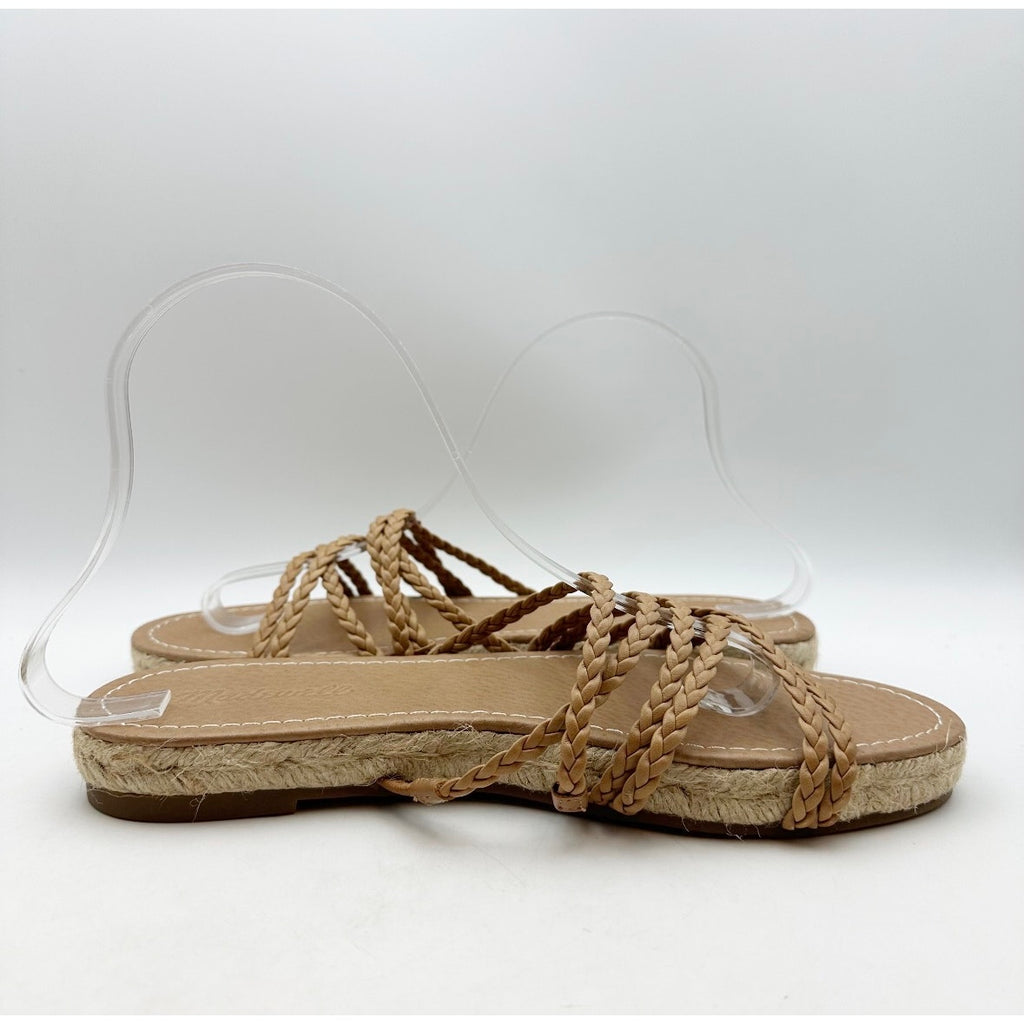 Madewell Women's Kathryn Espadrille Slide Sandal US 8.5 Brown Leather MD777 NWOB