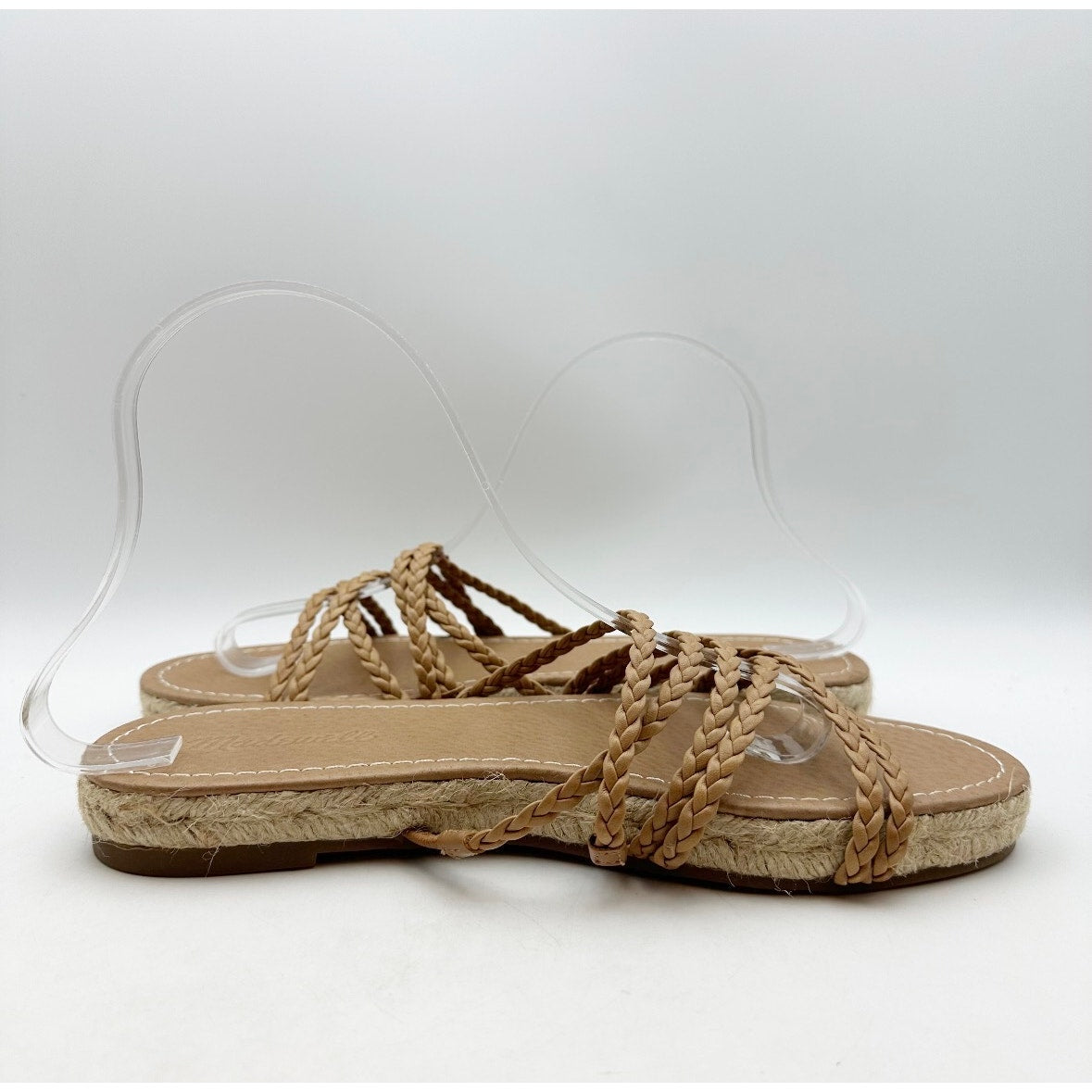 Madewell Women's Kathryn Espadrille Slide Sandal US 8.5 Brown Leather MD777 NWOB