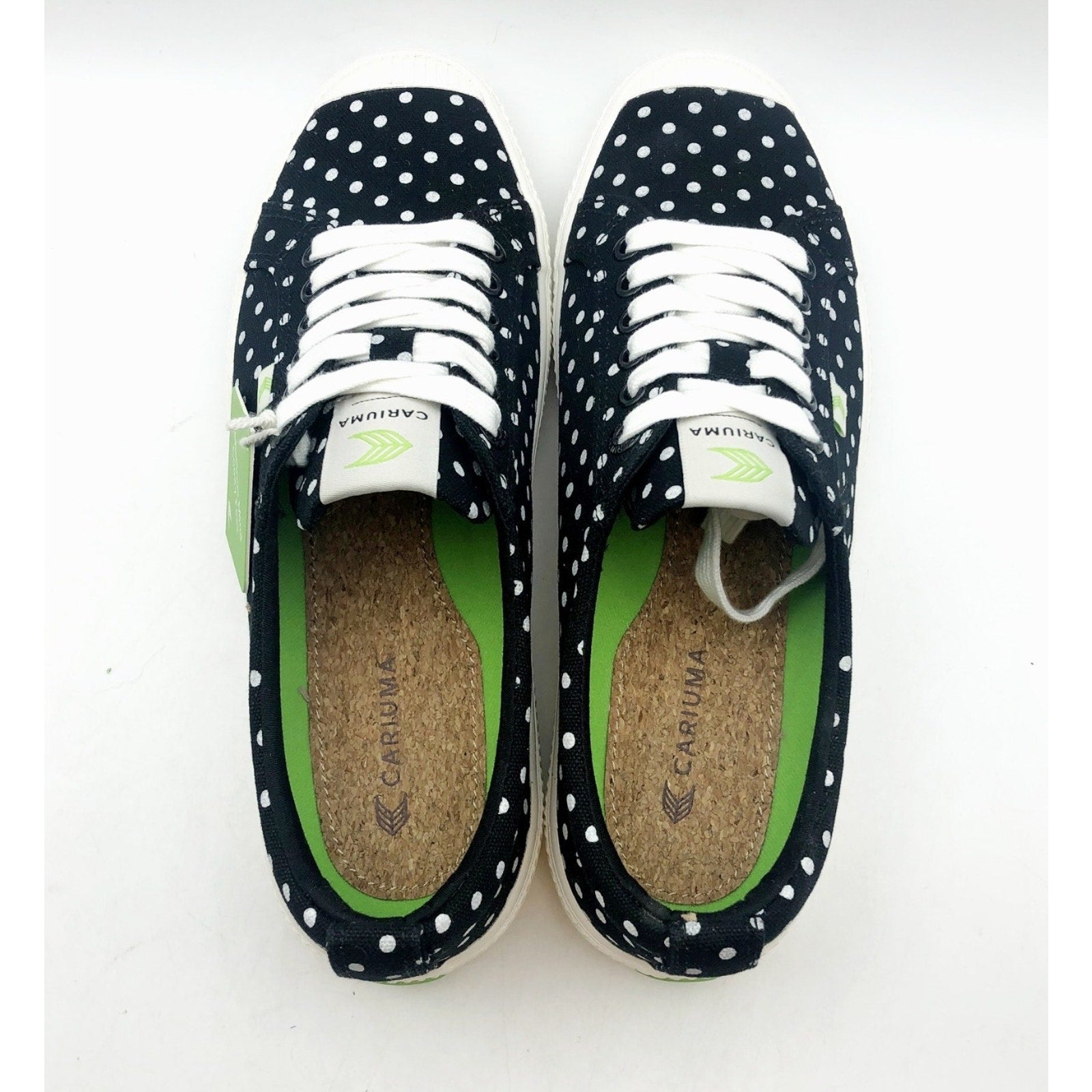 Cariuma Womens OCA Low Sneakers Size 7 Black White Polka Dot Canvas NIB