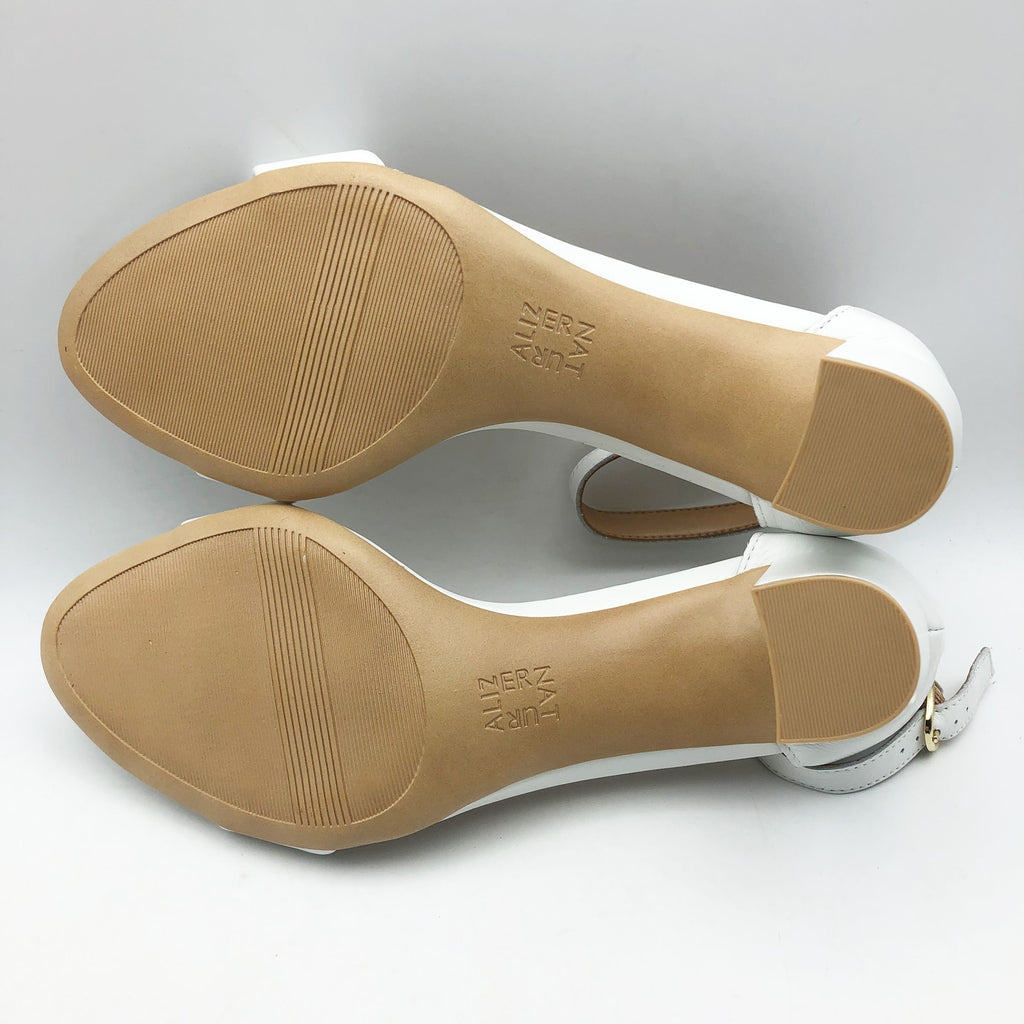 Naturalizer Womens Vera Sandals Size 6 Wide EU 36 White Block Heel NIB