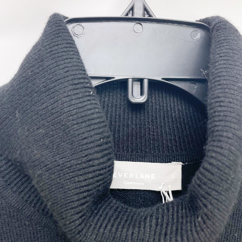 Everlane Womens The Cashmere Turtleneck Dress Large Black NWT