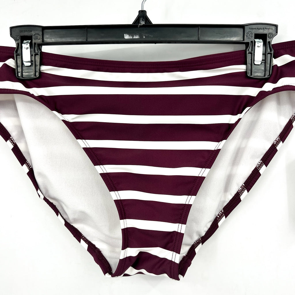 LAUREN RALPH LAUREN Womens Lago Stripe Hipster Bikini Bottom Size 12 Red NWT