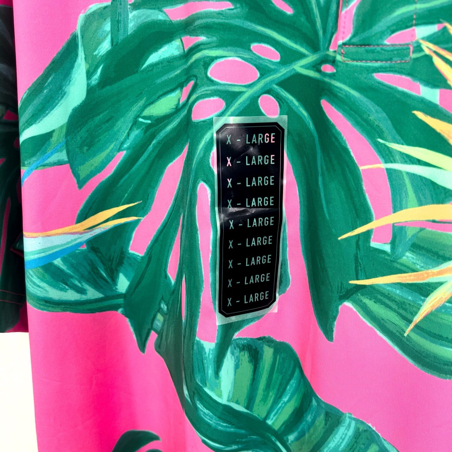 CHUBBIES Mens Performance Polo XL Pink Green Birds of Paradise Short Sleeve NWT