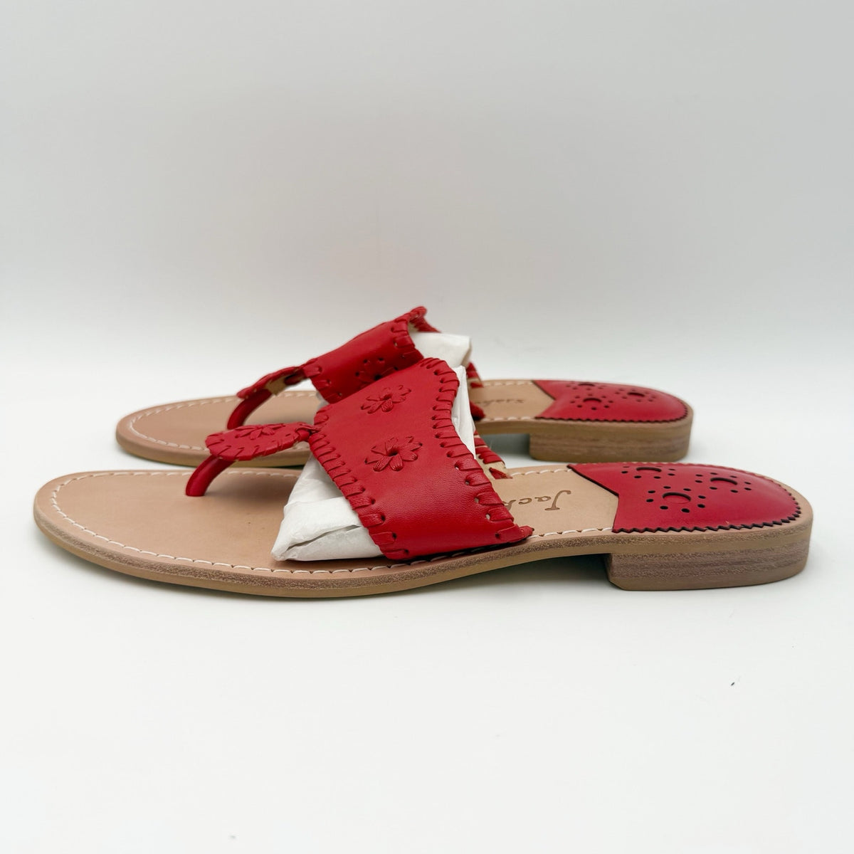 Jack Rogers Womens Jacks Flat Sandals Size 10 M Red Leather NWOB
