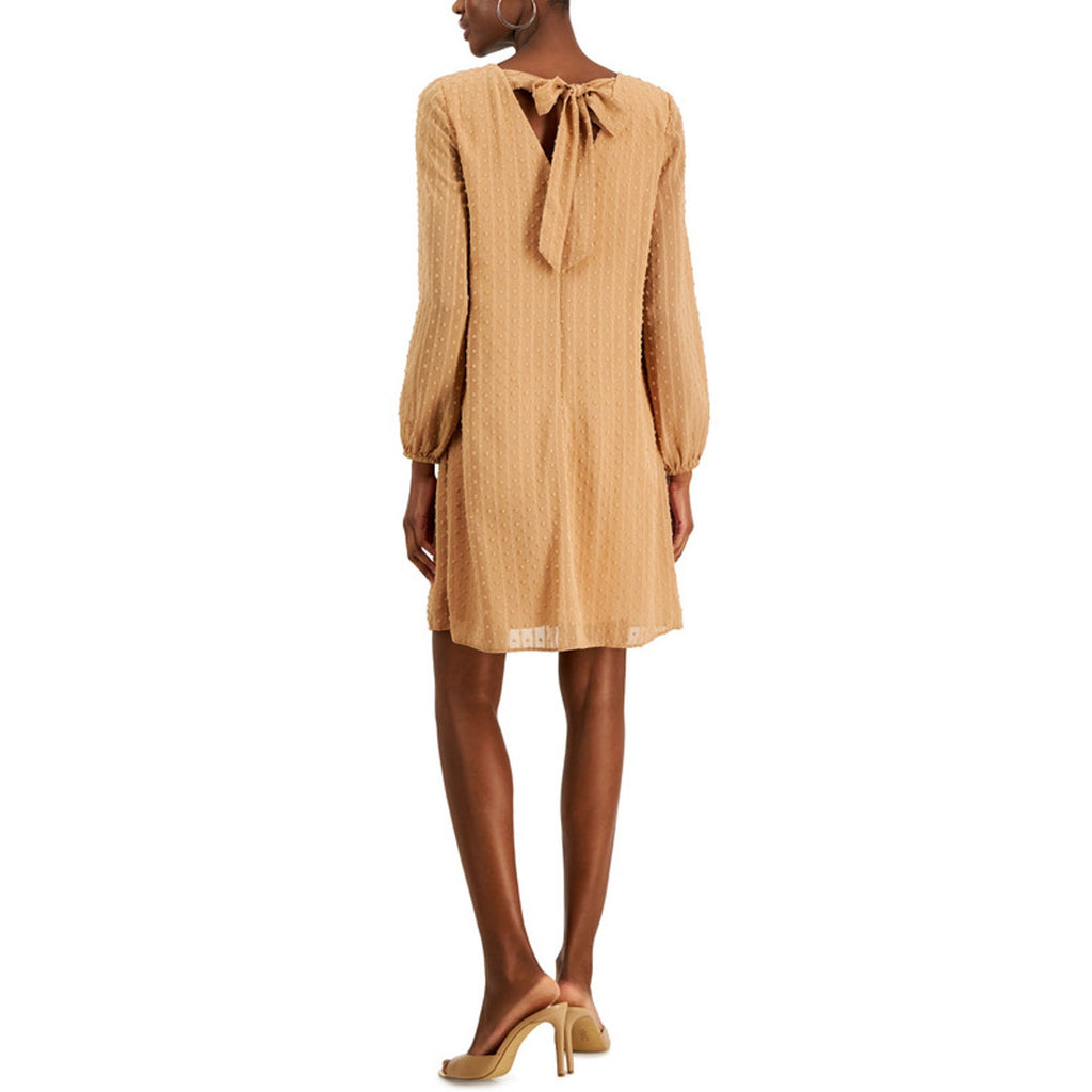 INC INTERNATIONAL CONCEPTS Women Shift Dress Large Tan Hazelwood Long Sleeve NWT