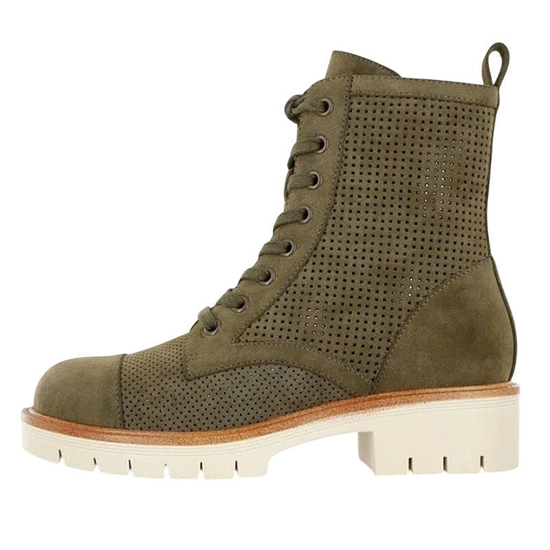 MIA Womens Havenn Kashton Lace Up Combat Boots Size 6.5 Green Vegan Suede NWOB