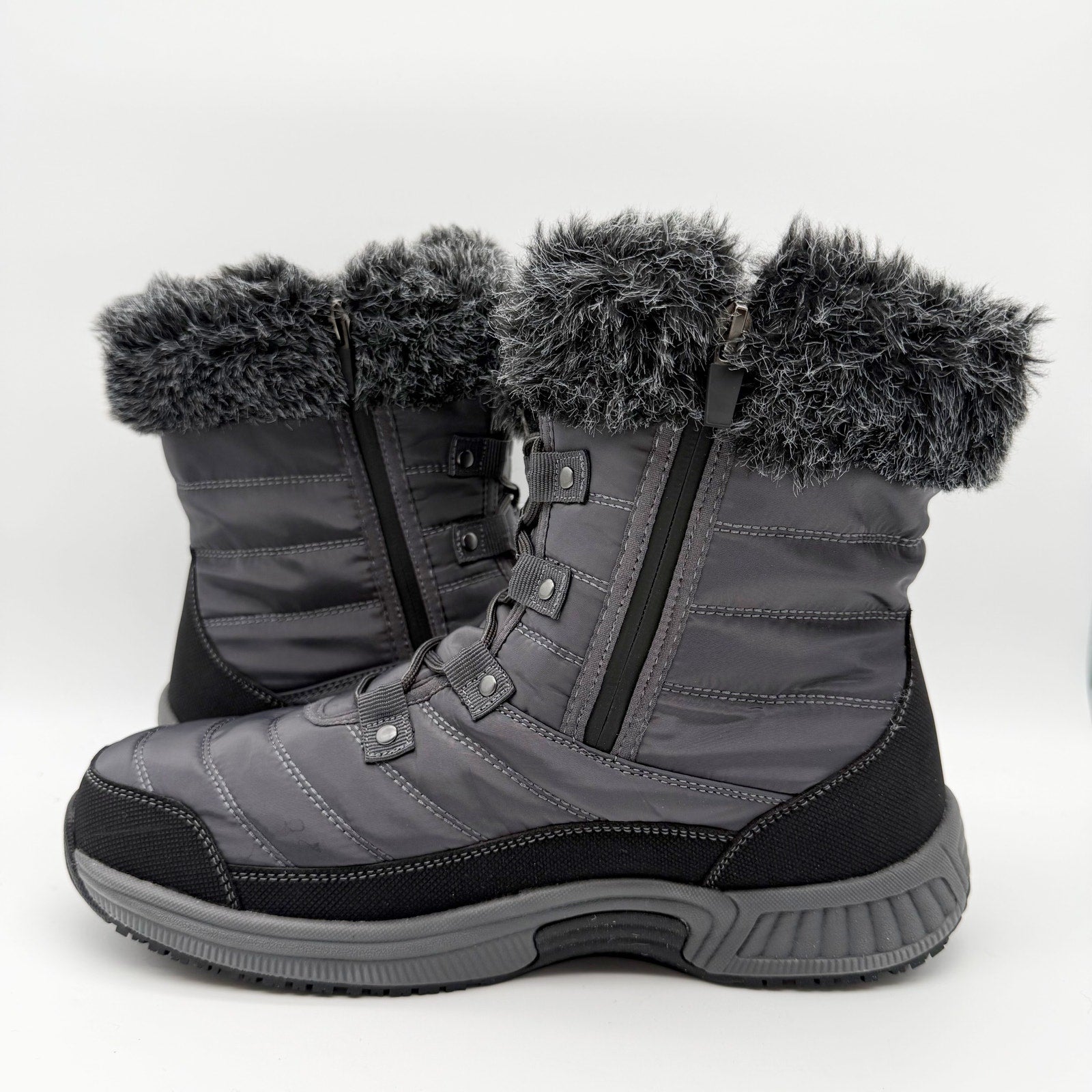 Orthofeet Womens Alps Snow Boots US 10 WIDE Grey Black Waterproof NWOB