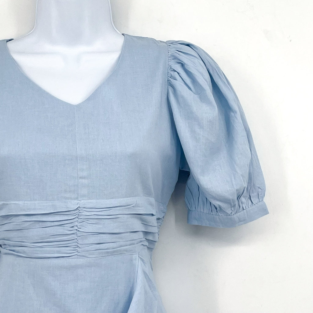 BARDOT JUNIOR Girl's Sky Mini Dress Size 16 Sky Blue Short Puff Sleeve NWT