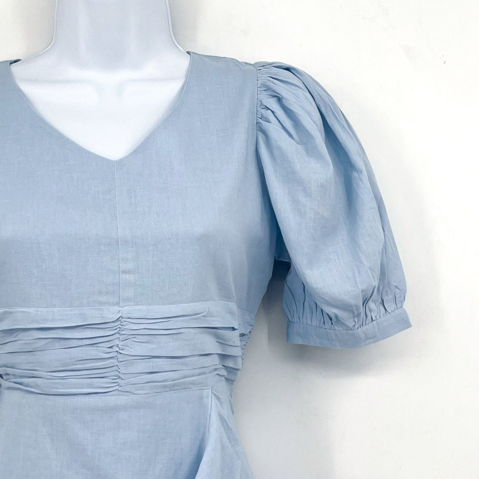 BARDOT JUNIOR Girl's Sky Mini Dress Size 16 Sky Blue Short Puff Sleeve NWT