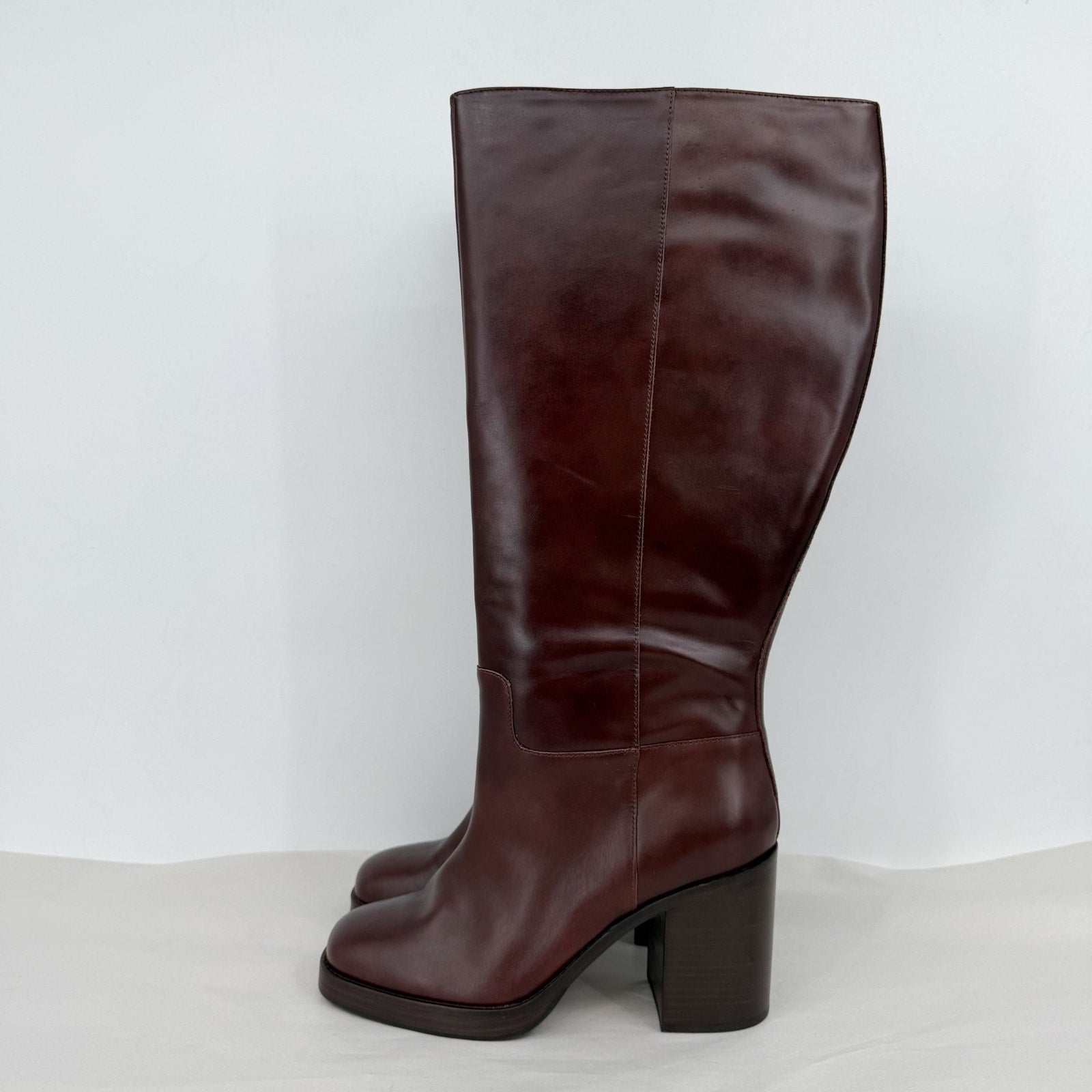 Vince Camuto Womens Gibi Knee High Boots US 12 Wide XWCalf Mahogany Leather NWOB