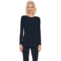 NORMA KAMALI Women's Long Sleeve Crew Top Medium Black Stretch Jersey NWOT