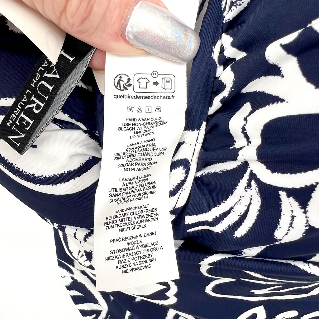LAUREN RALPH LAUREN Allora Underwire OTS One Piece Sz 10 Blue White Floral NWT