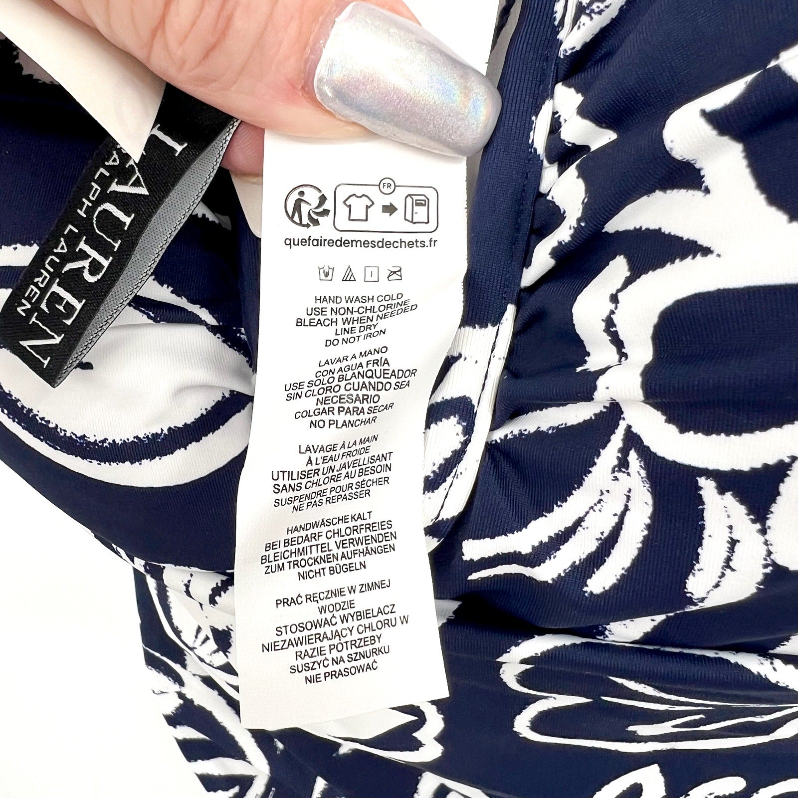LAUREN RALPH LAUREN Allora Underwire OTS One Piece Sz 10 Blue White Floral NWT