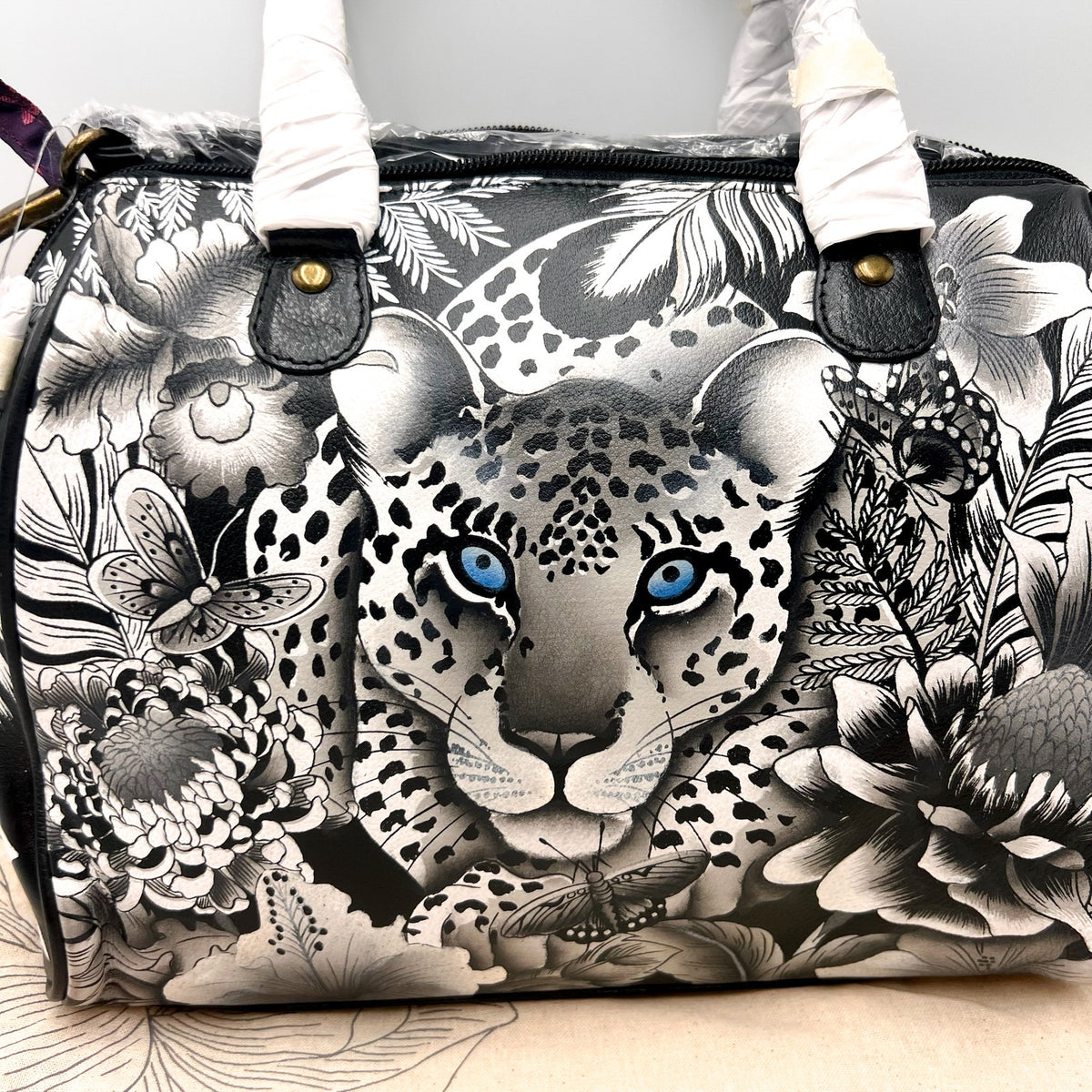 ANUSCHKA Women's Zip Around Classic Satchel Cleopatra’s Leopard Leather NWT