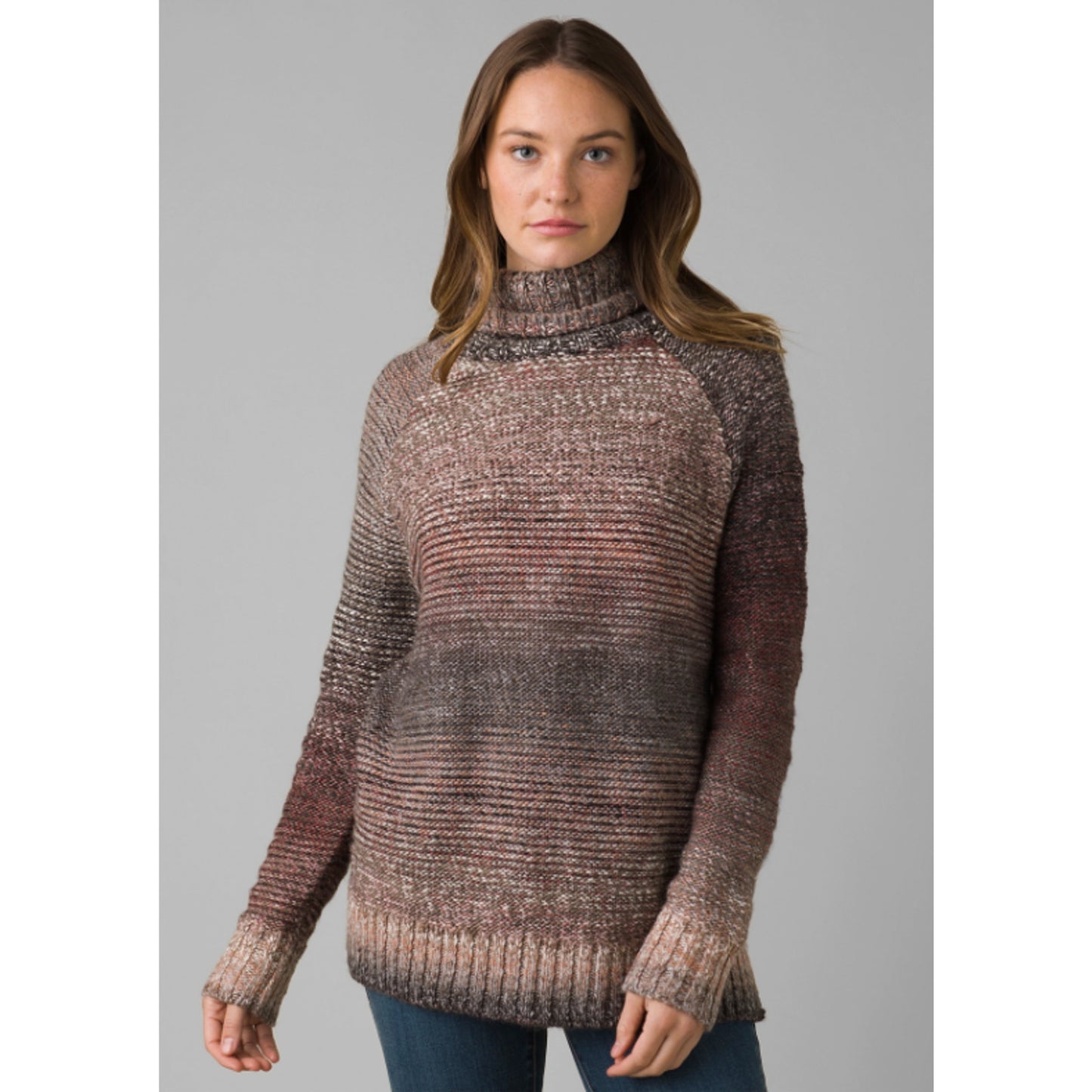 prAna Womens Autum Rein Turtleneck Sweater Tunic Charcoal Multicolor XS