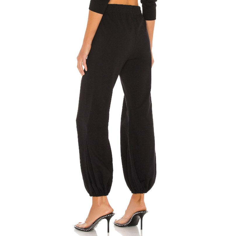 NORMA KAMALI Women's Boyfriend Puff Jogger Pants XS Black Elastic Waistband NWT