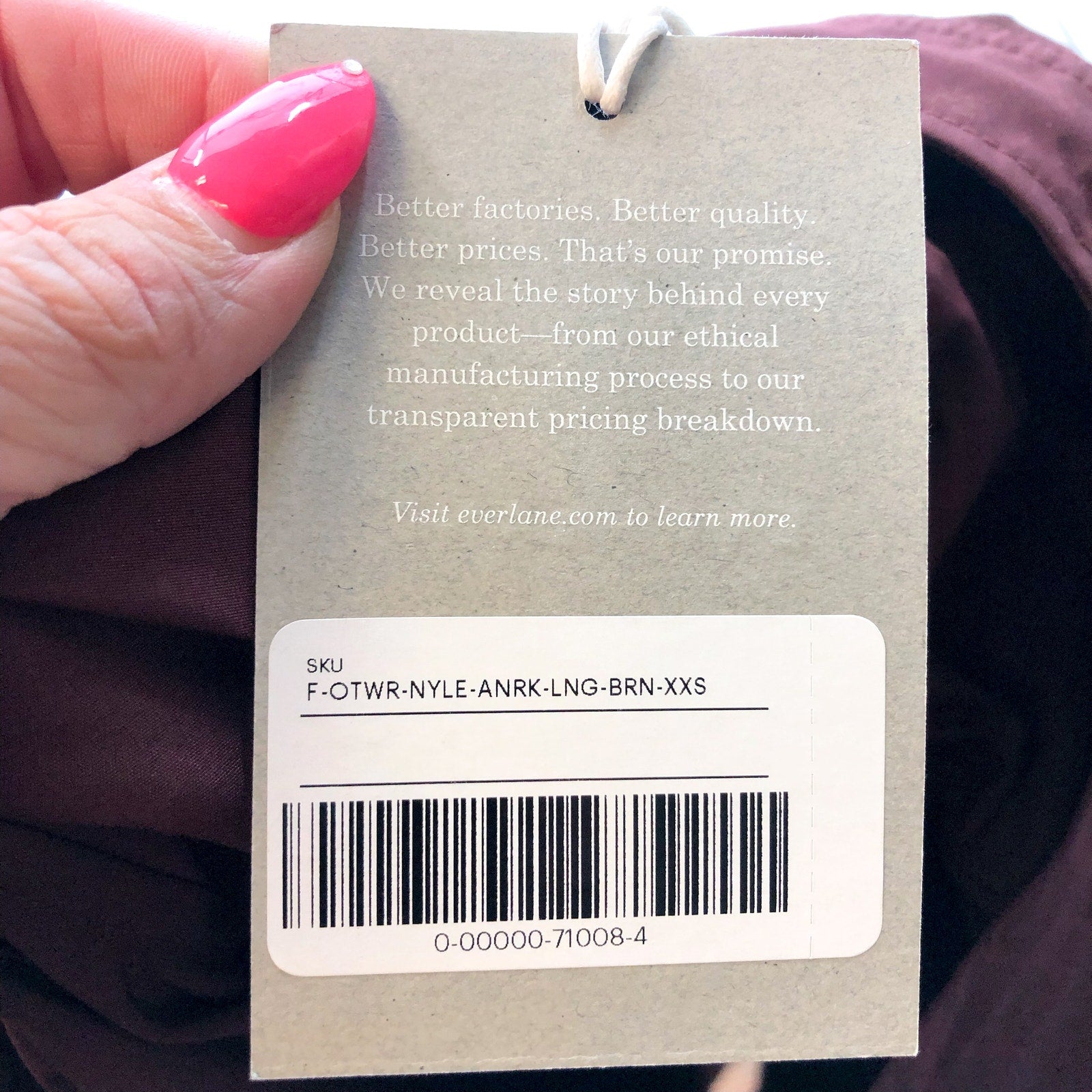EVERLANE Womens The ReNew Anorak Rain Coat XXS Maroon Red Water-Repellent NWT