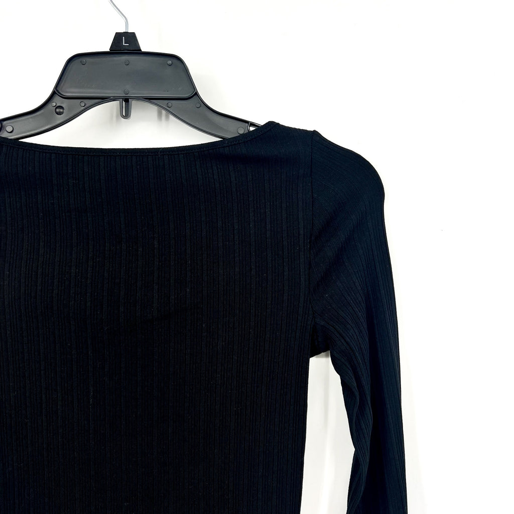 MADEWELL Women's Boat Neck Rib Top XS Jet BlackLong Sleeve NS805 NWT