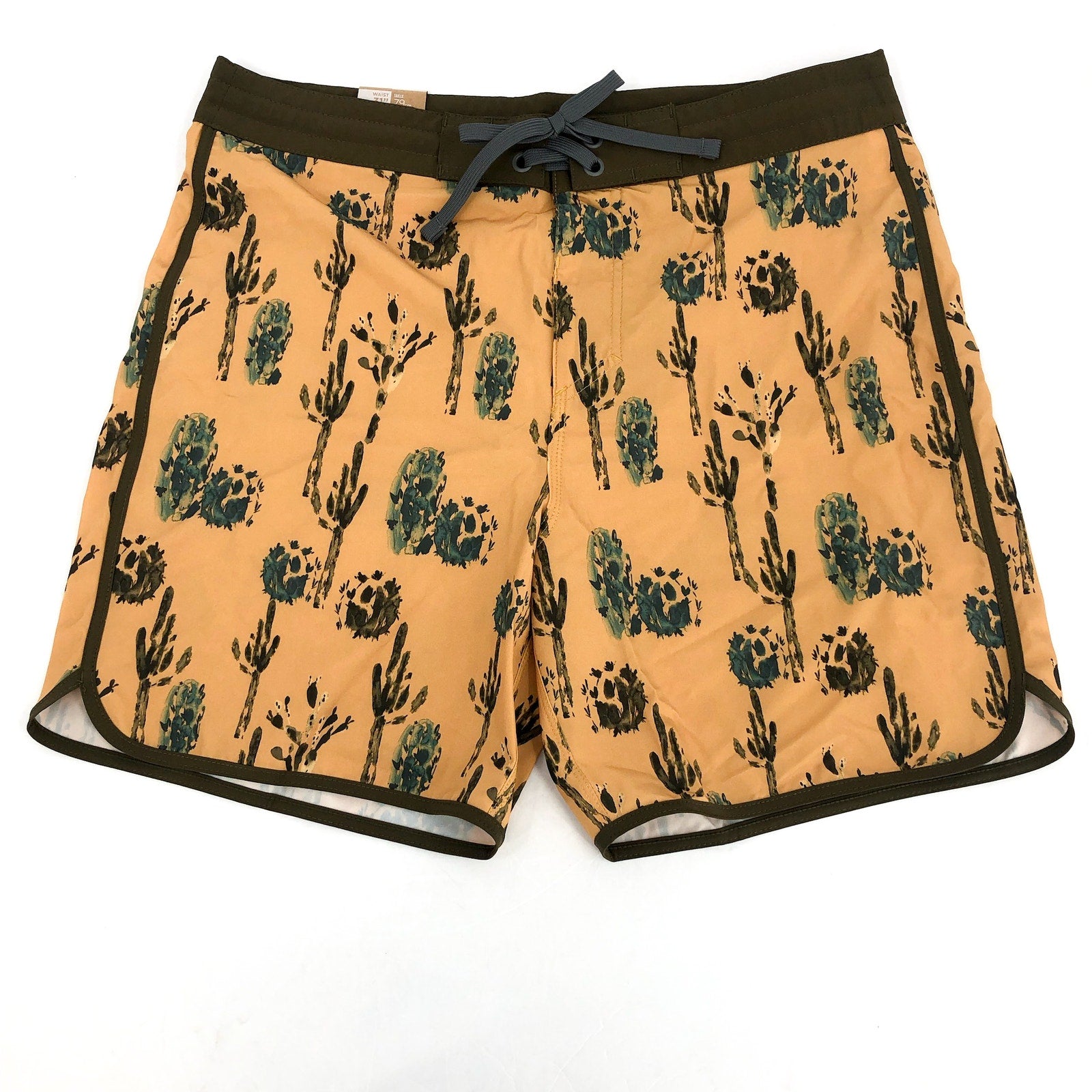 PRANA Men's Vintage Board Short Size 34 Yellow Morro Cactus 6" Inseam NWT