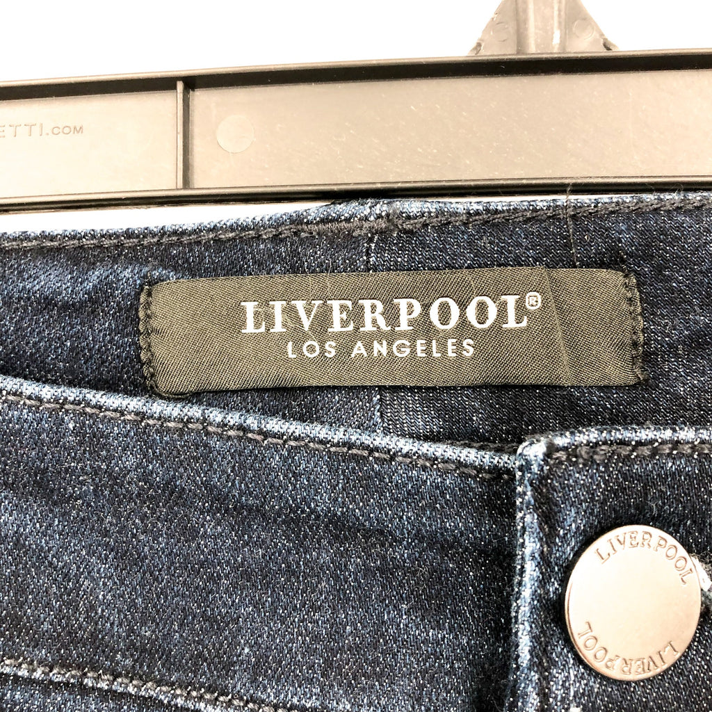 Liverpool Womens Hannah Crop Flare Jeans Size 22W Dark Blue Walcott Raw Hem NWT