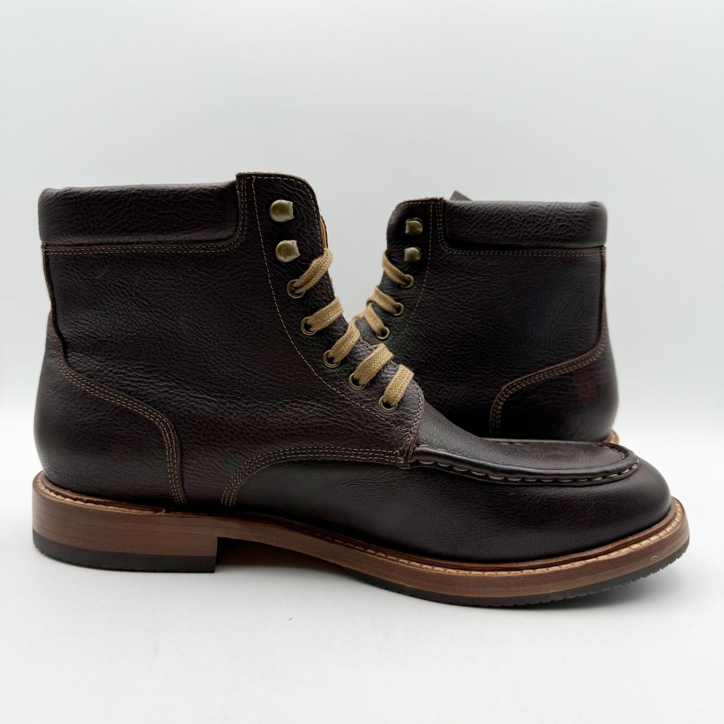 Warfield & Grand Mens Roseburg Ankle Boots US 8.5 M Brown Leather Moc Toe NWOB