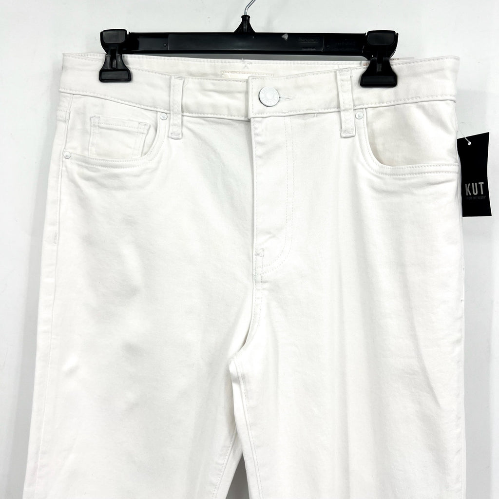 KUT FROM THE KLOTH Kelsey Ankle Flare Jean Size 10 Optic White Raw Hem NWT