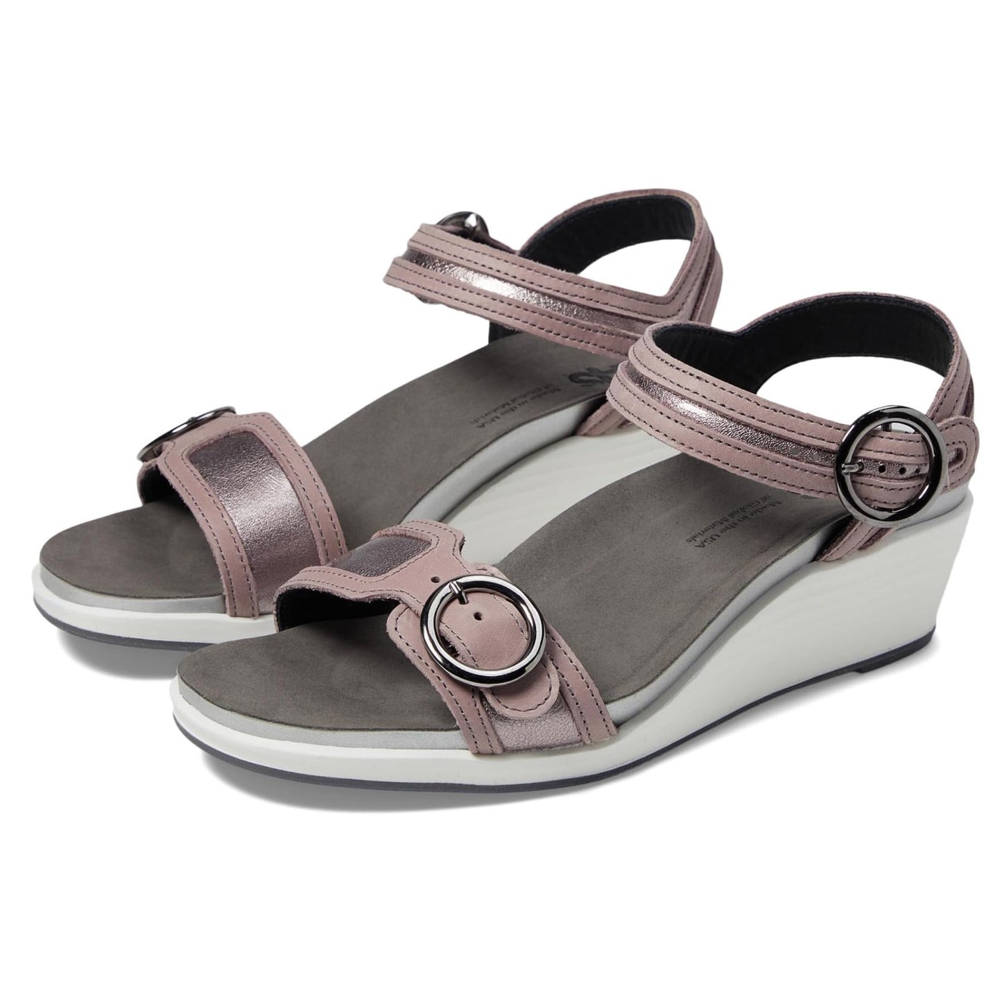 SAS Womens Seight Wedge Sandal US 8.5WW Purple Silver Leather NIB