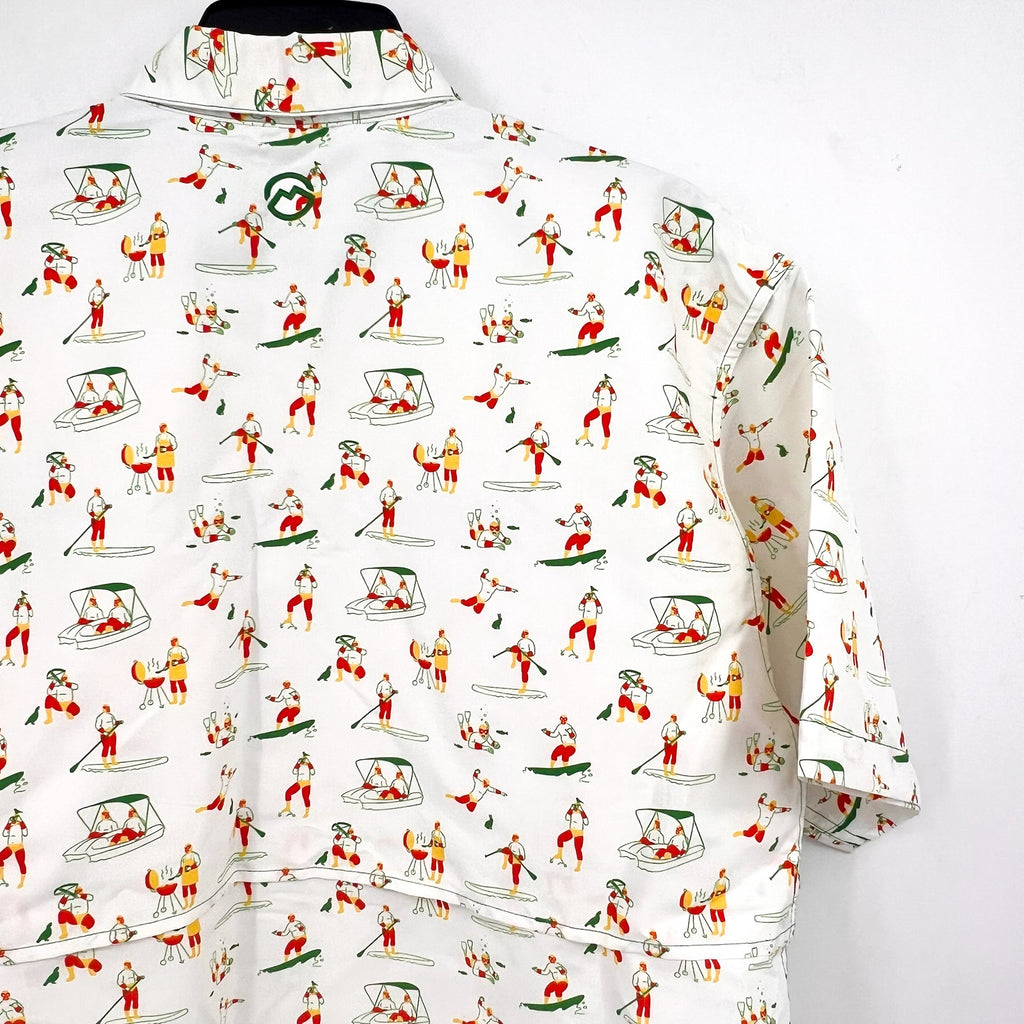 MAGELLAN OUTDOORS Laguna Madre Luchadores Fishing Shirt Medium White Multi NWOT