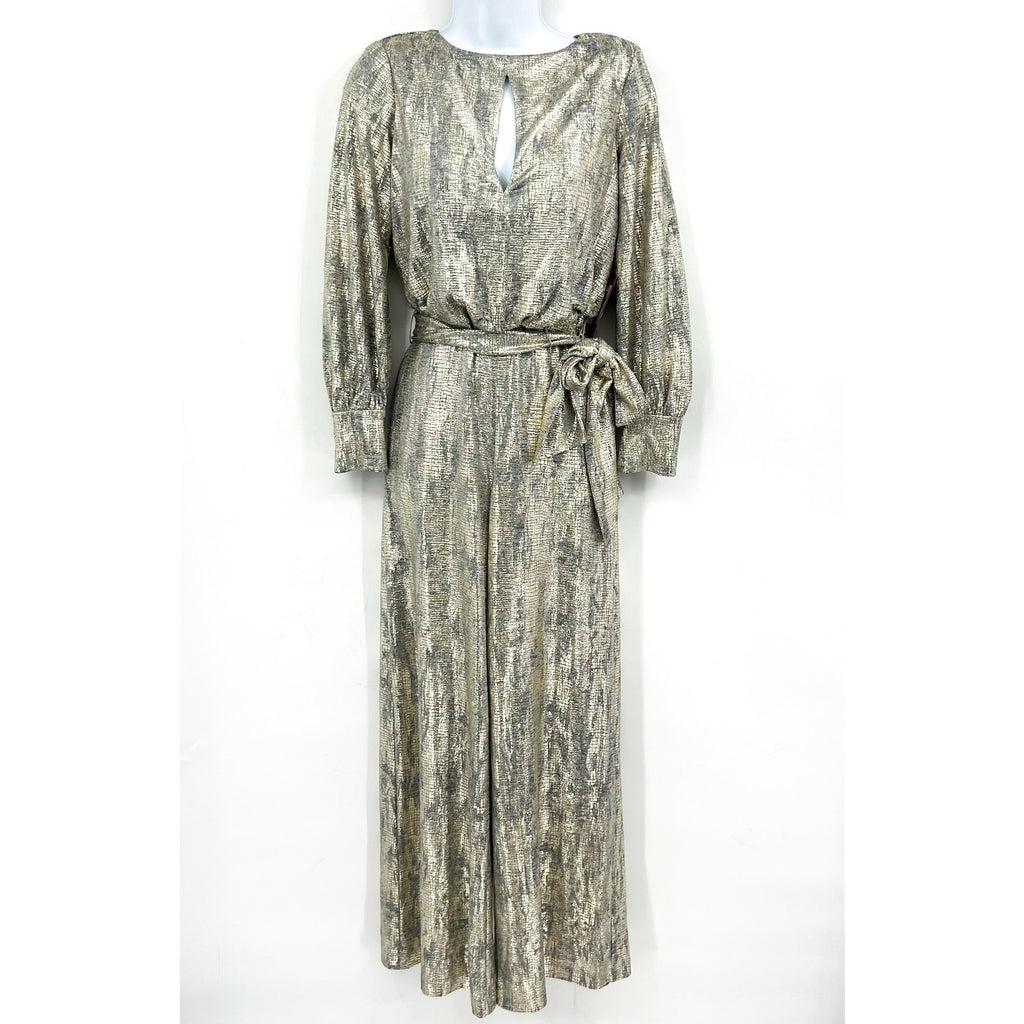 Vince Camuto Women's Metallic Wide-Leg Jumpsuit 0 Petite Gold Belted NWT