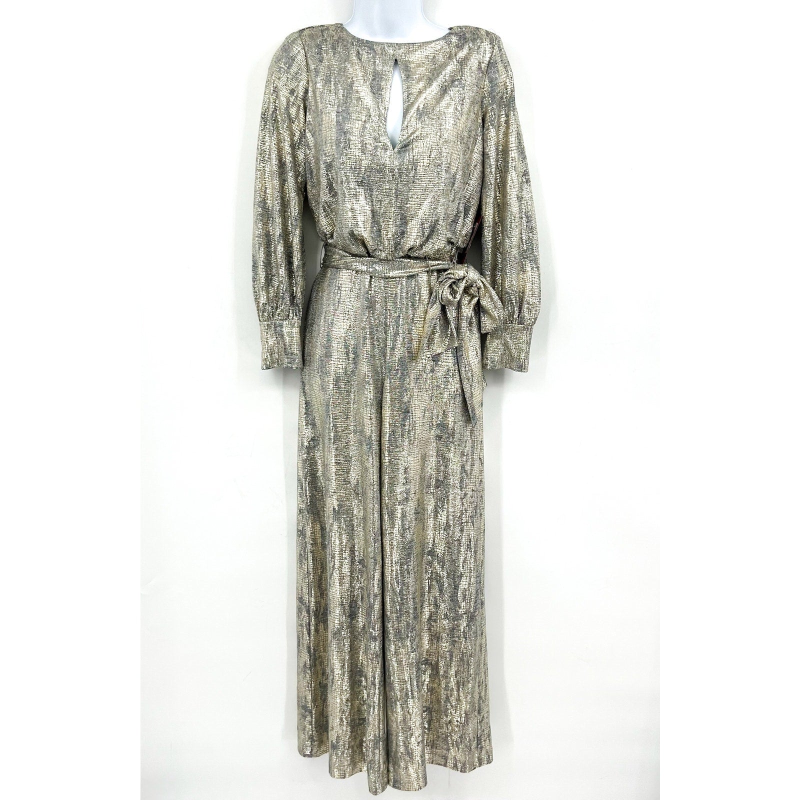 Vince Camuto Women's Metallic Wide-Leg Jumpsuit 0 Petite Gold Belted NWT