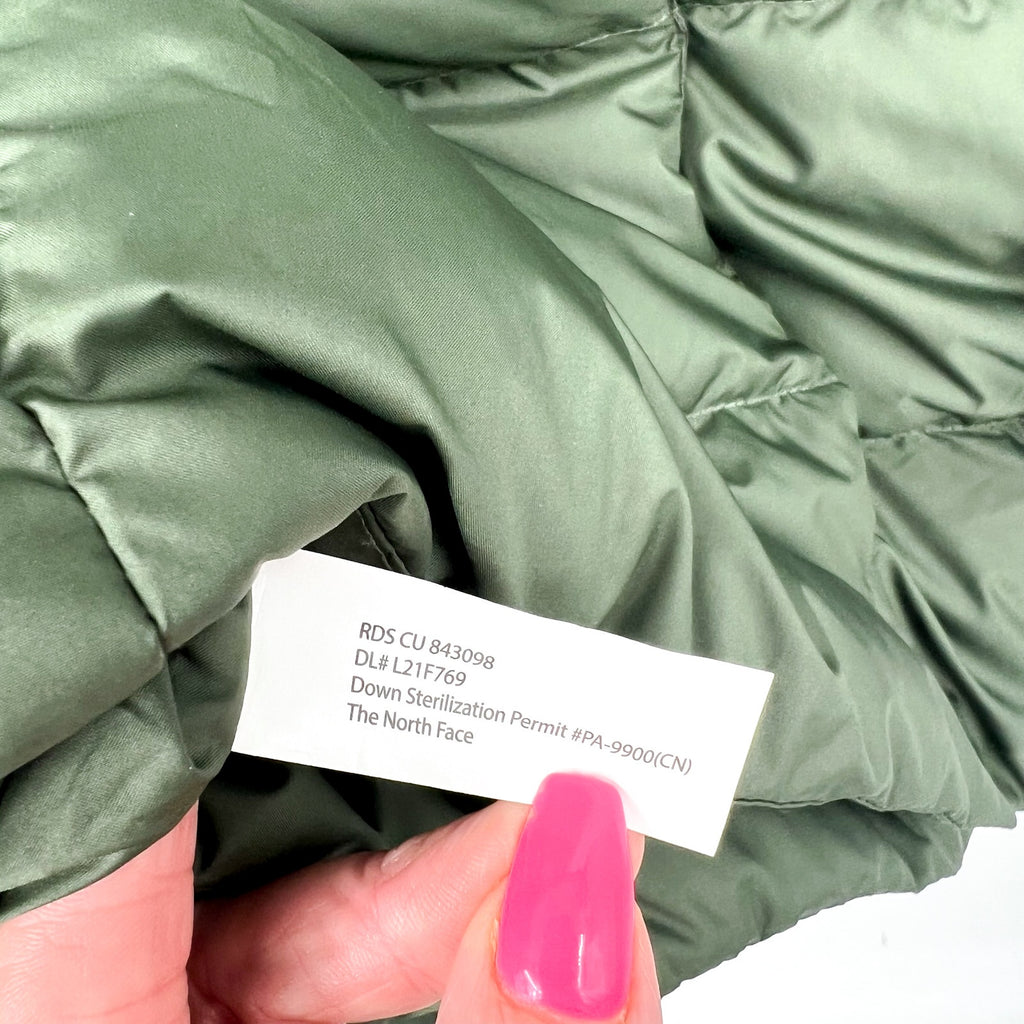 THE NORTH FACE Women’s New Dealio Down Parka Jacket XS Thyme Green Hood NWT