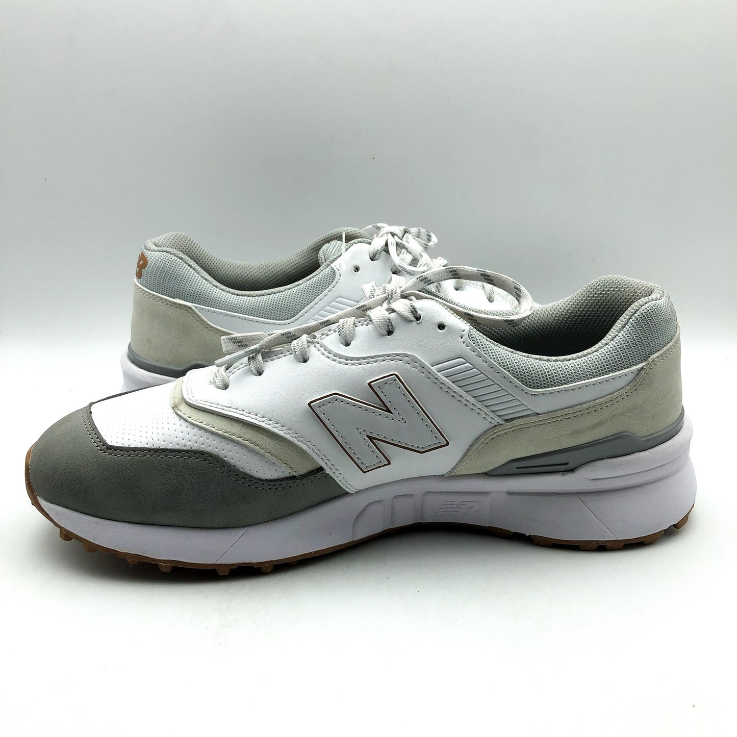 New Balance Mens 997 SL Golf Sneakers US 10.5 Wide White Leather Lace Up NIB