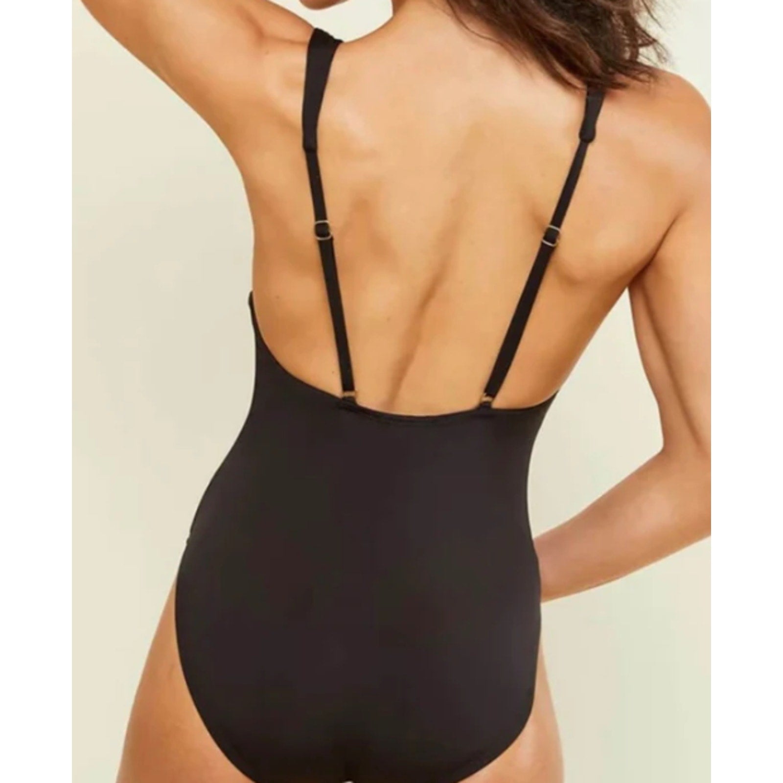 ANDIE SWIM Sardinia One Piece Swimsuit Small Tall Black Plunge V Neck