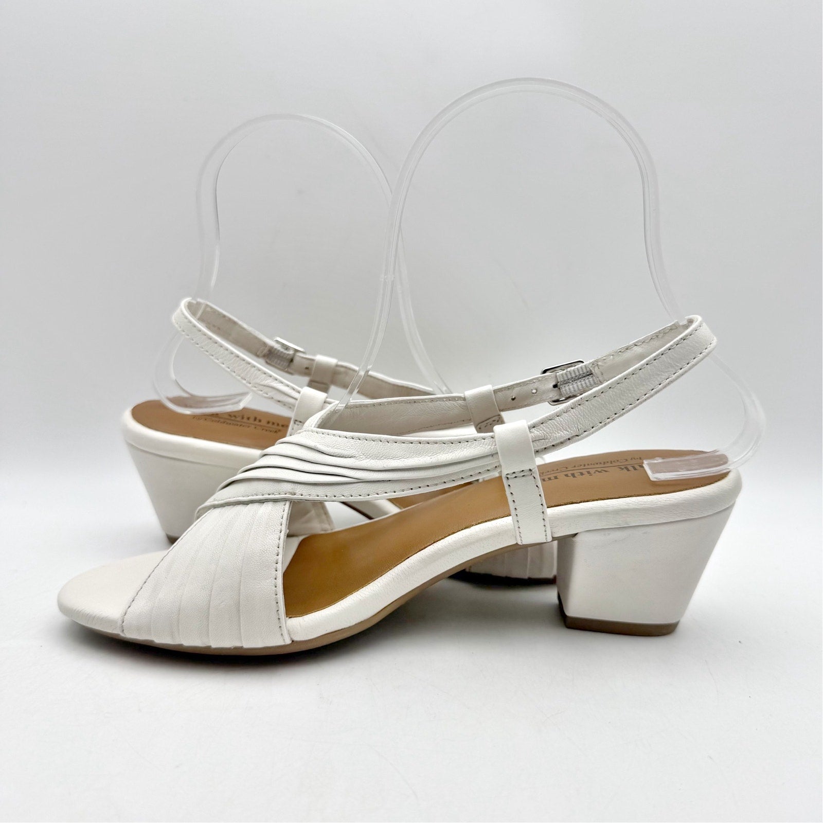 Coldwater Creek Womens Clarissa Slingback Sandals Size 6 White Leather NIB