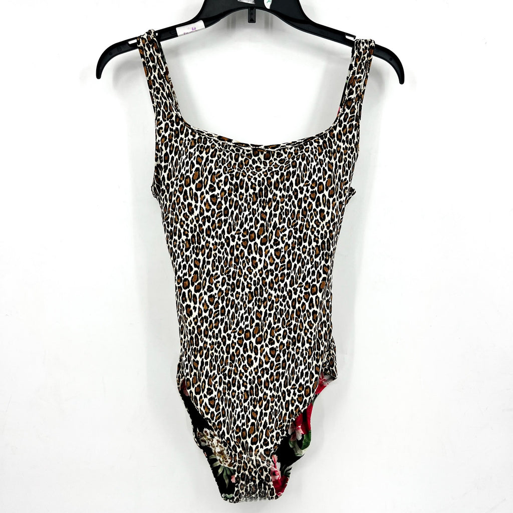 TOMMY BAHAMA Lily Cat Reversible One Piece Swimsuit Size 10 Black Leopard NWT