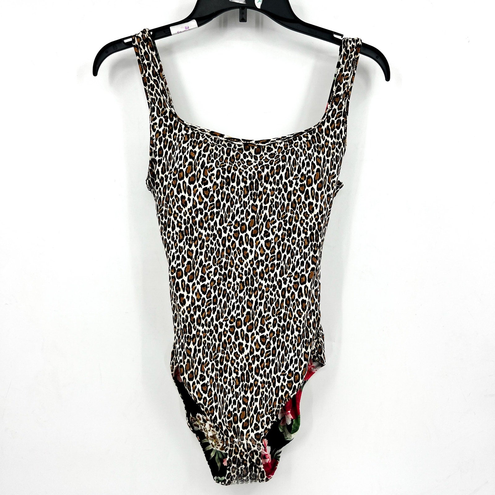 TOMMY BAHAMA Lily Cat Reversible One Piece Swimsuit Size 10 Black Leopard NWT